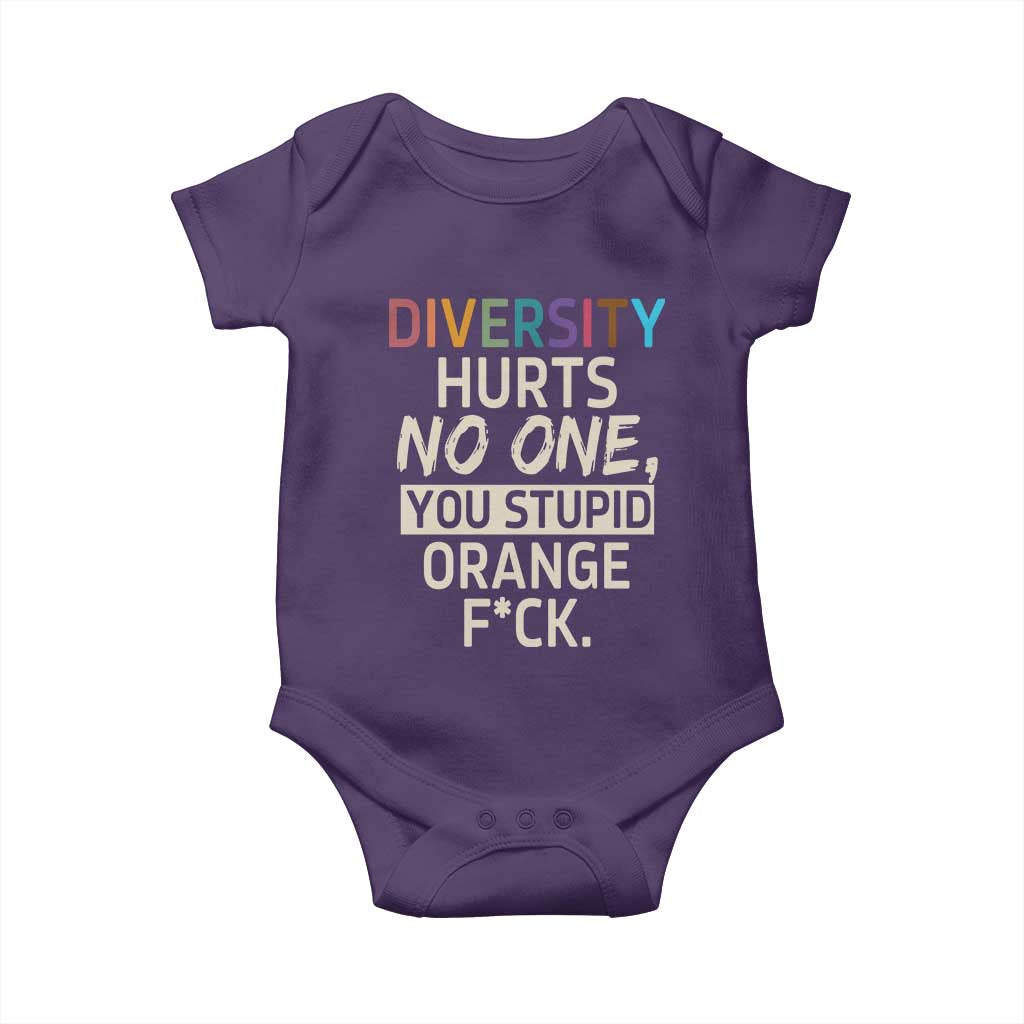 Diversity Hurts No One Baby Onesie Equality and Inclusion Bold Statement TS02 Purple Print Your Wear