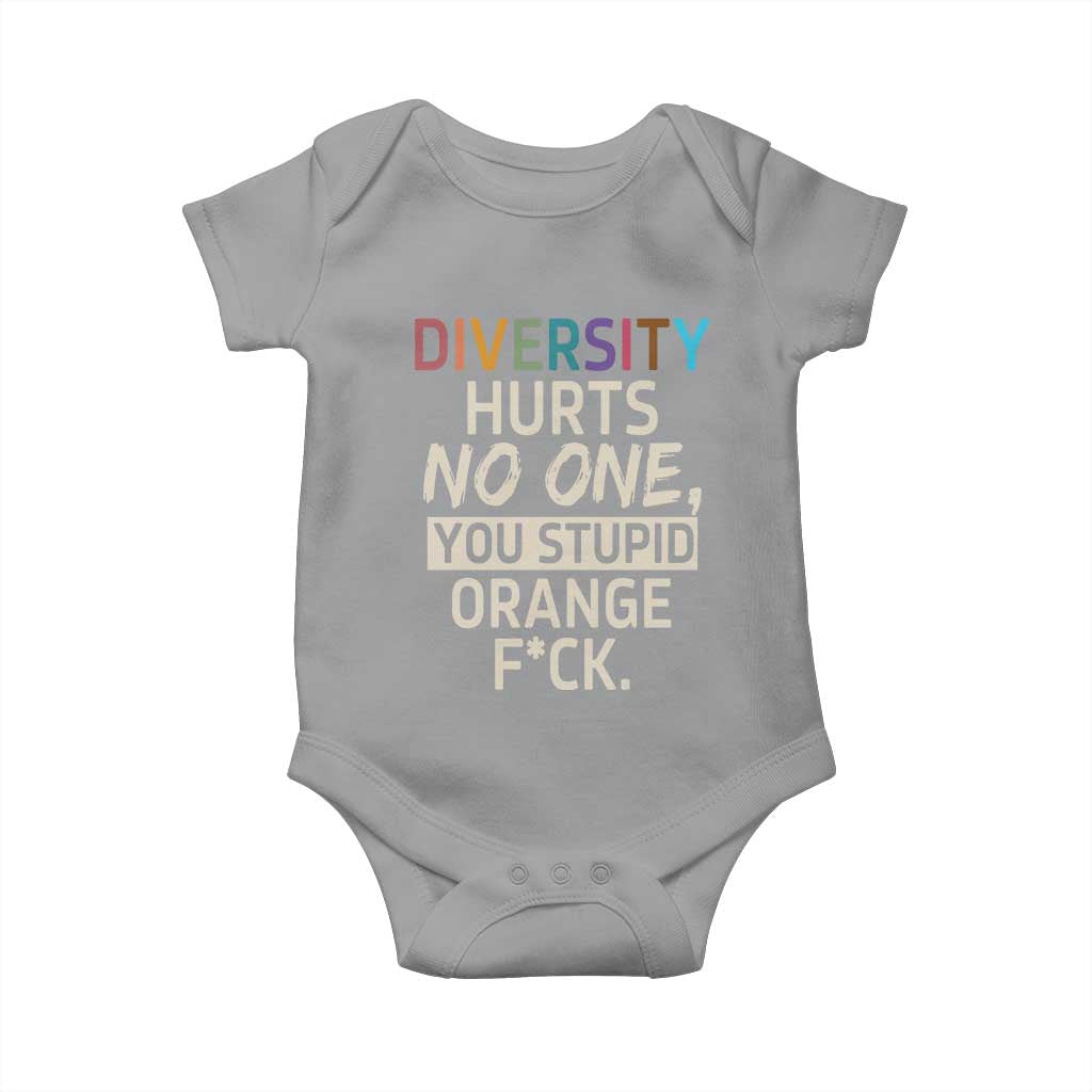 Diversity Hurts No One Baby Onesie Equality and Inclusion Bold Statement TS02 Sport Gray Print Your Wear