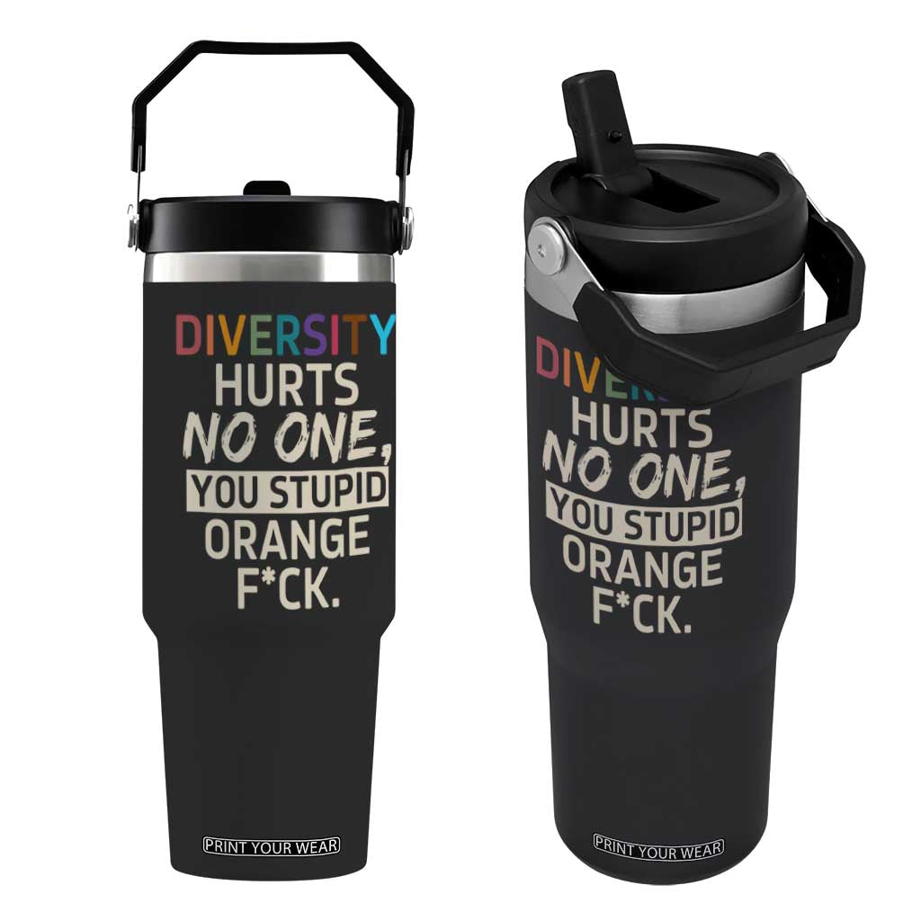 Diversity Hurts No One Flip Straw Tumbler Equality and Inclusion Bold Statement TS02 One Size: 30 oz Black Print Your Wear