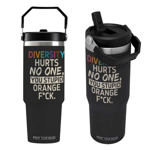 Diversity Hurts No One Flip Straw Tumbler Equality and Inclusion Bold Statement TS02 One Size: 30 oz Black Print Your Wear