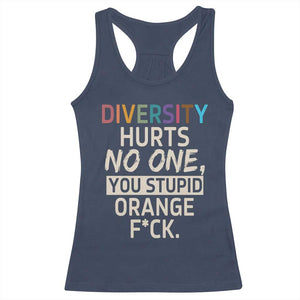 Diversity Hurts No One Racerback Tank Top Equality and Inclusion Bold Statement TS02 Navy Print Your Wear