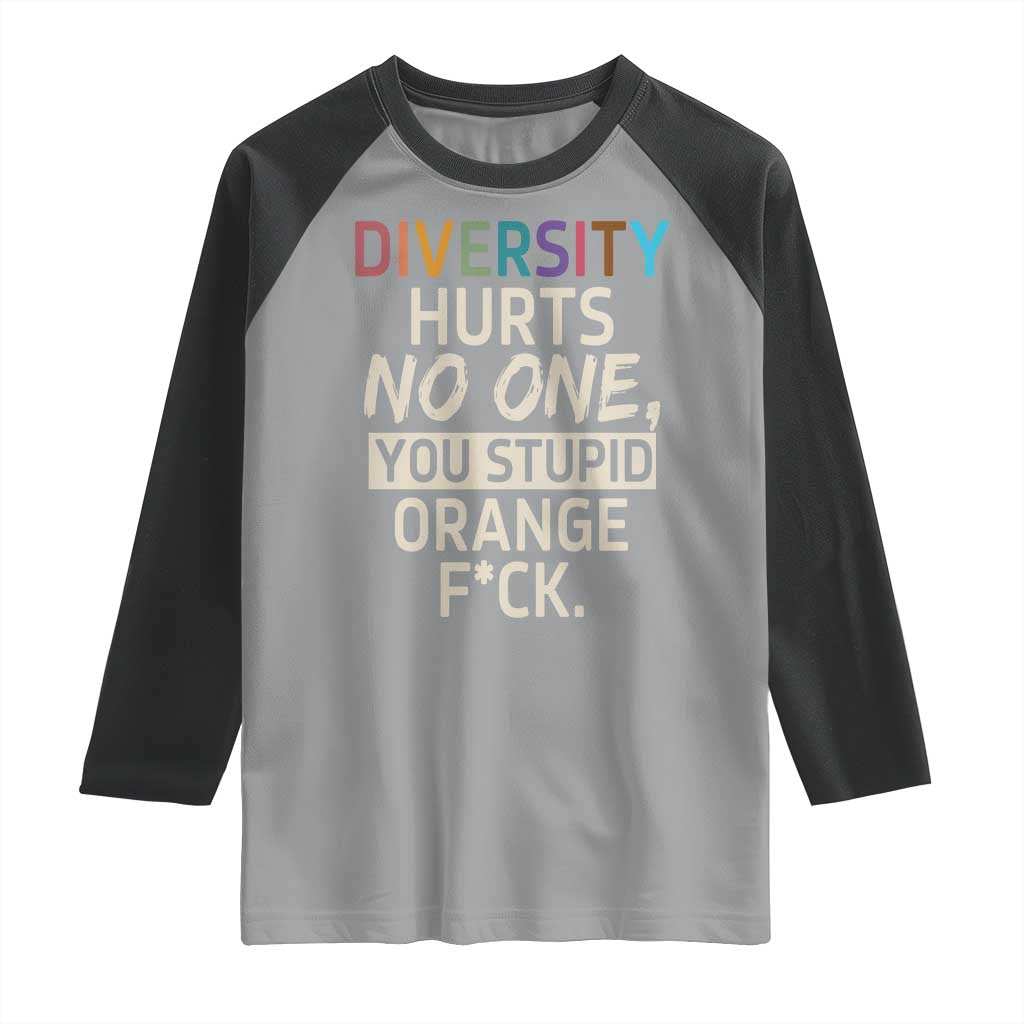 Diversity Hurts No One Raglan Shirt Equality and Inclusion Bold Statement TS02 Sport Gray Black Print Your Wear