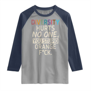 Diversity Hurts No One Raglan Shirt Equality and Inclusion Bold Statement TS02 Sport Gray Navy Print Your Wear