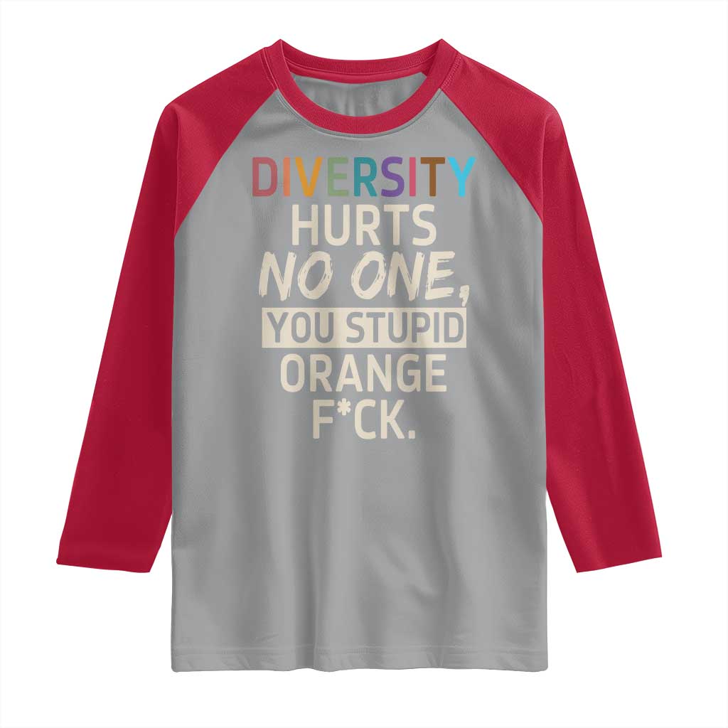 Diversity Hurts No One Raglan Shirt Equality and Inclusion Bold Statement TS02 Sport Gray Red Print Your Wear