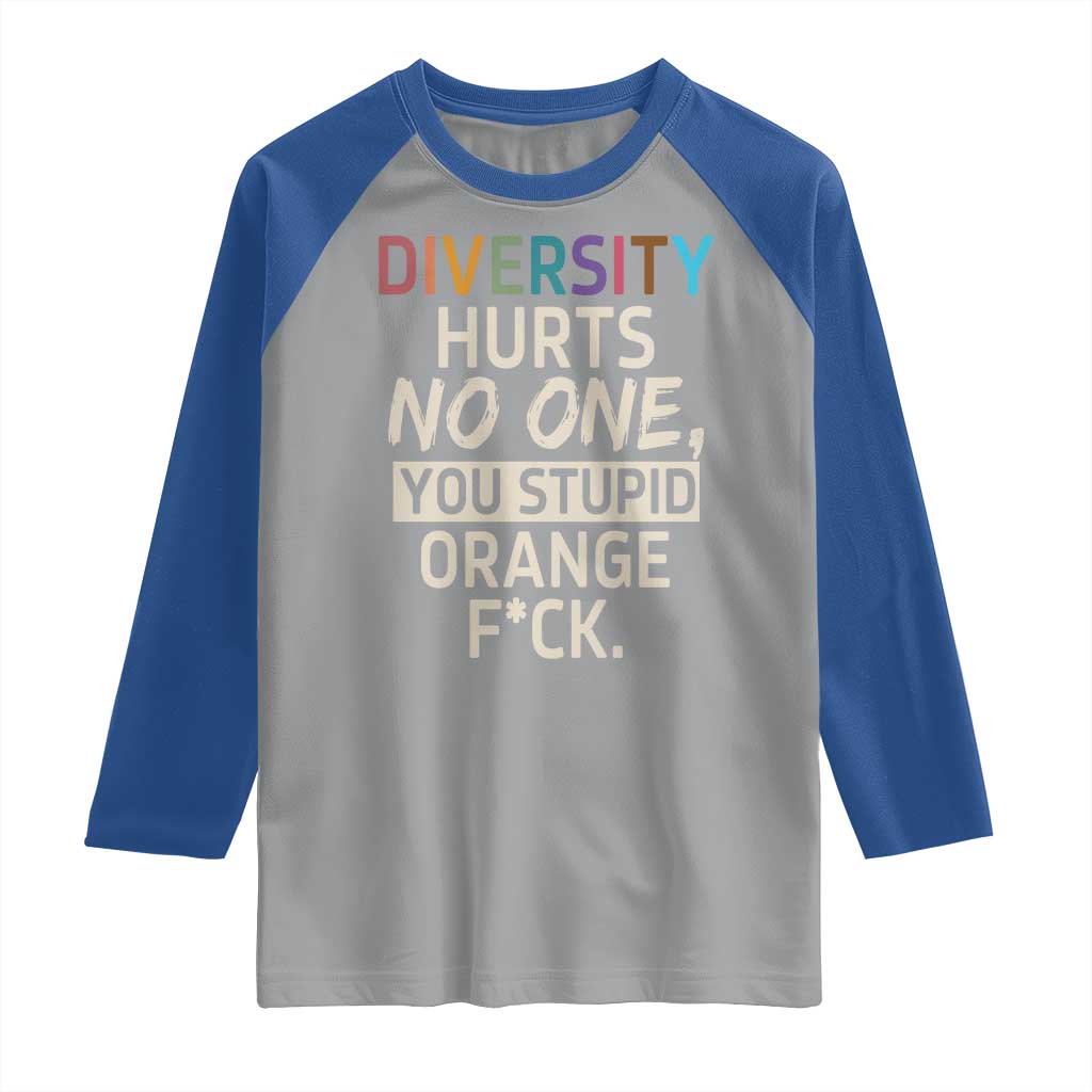 Diversity Hurts No One Raglan Shirt Equality and Inclusion Bold Statement TS02 Sport Gray Royal Print Your Wear