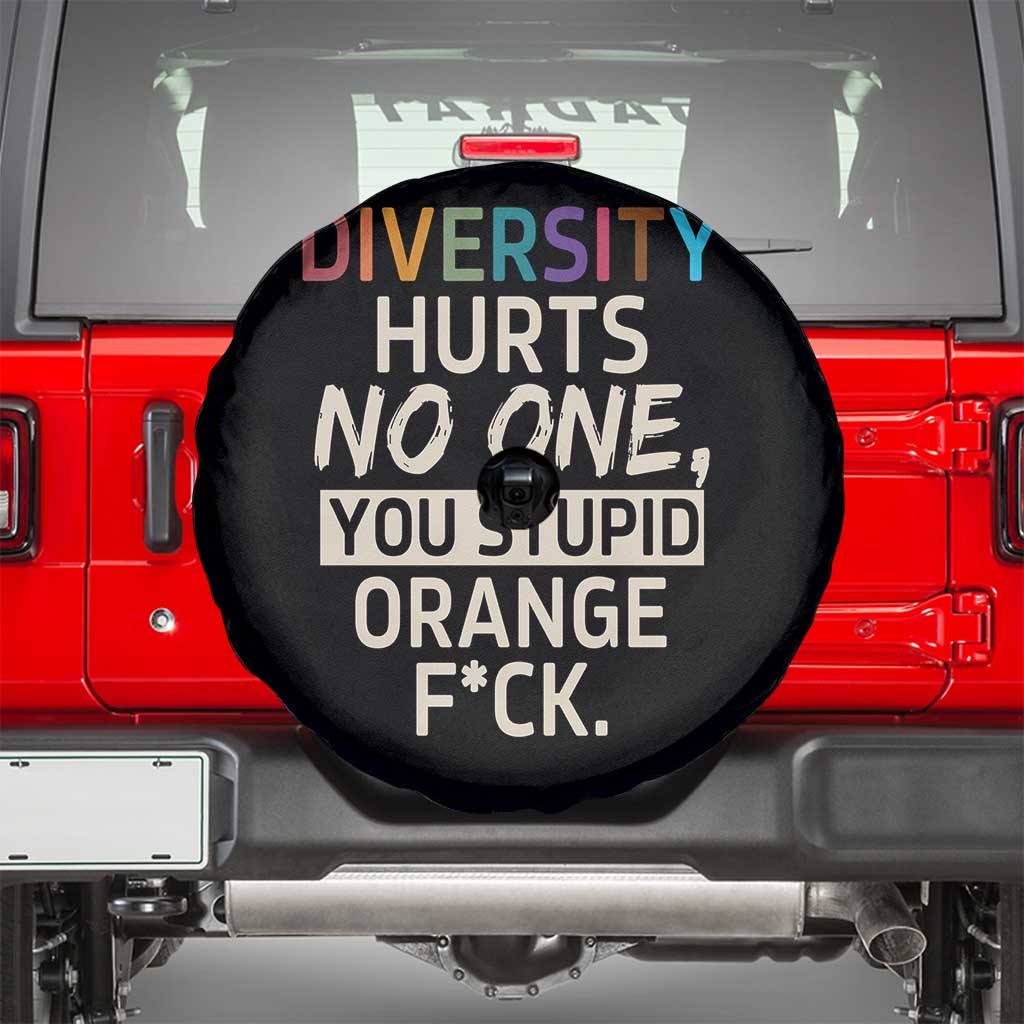 Diversity Hurts No One Spare Tire Cover Equality and Inclusion Bold Statement TS02 Black Print Your Wear