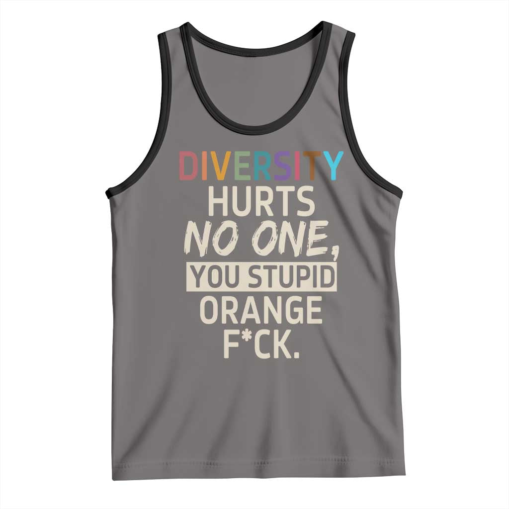 Diversity Hurts No One Tank Top Equality and Inclusion Bold Statement TS02 Deep Heather Black Print Your Wear