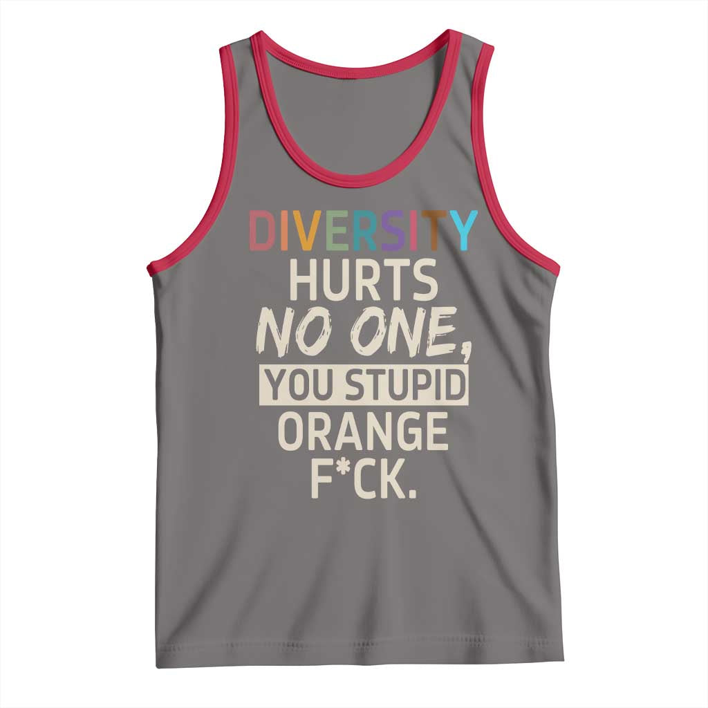 Diversity Hurts No One Tank Top Equality and Inclusion Bold Statement TS02 Deep Heather Red Print Your Wear