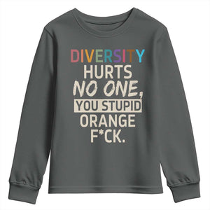 Diversity Hurts No One Youth Sweatshirt Equality and Inclusion Bold Statement TS02 Dark Heather Print Your Wear