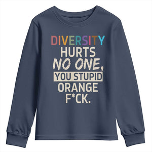 Diversity Hurts No One Youth Sweatshirt Equality and Inclusion Bold Statement TS02 Navy Print Your Wear