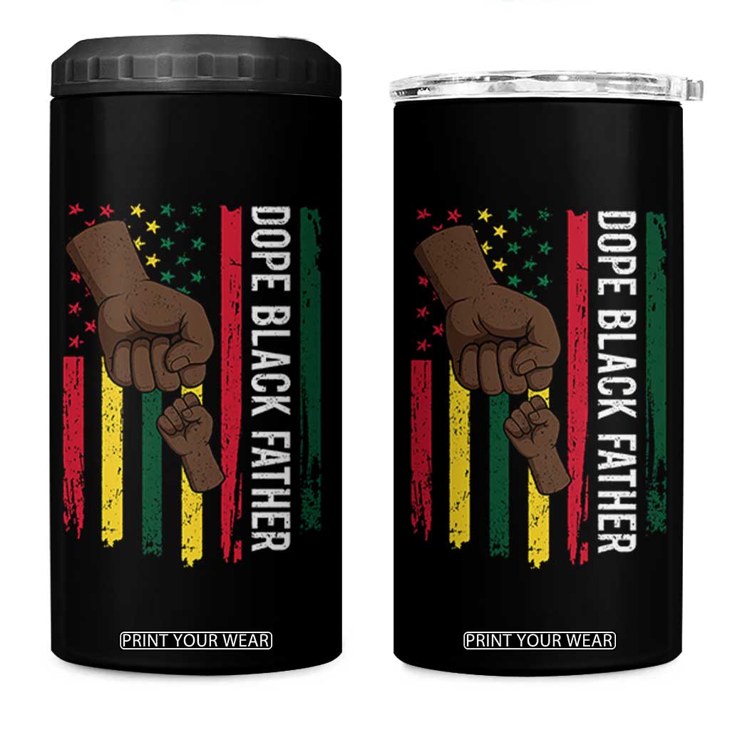 Dope Black Dad 4 in 1 Can Cooler Tumbler Vintage American Flag Fist Bump TS11 One Size: 16 oz Black Print Your Wear