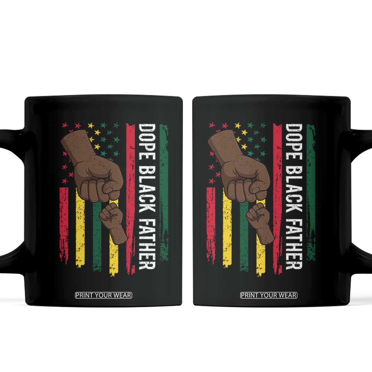 Dope Black Dad Coffee Mug Vintage American Flag Fist Bump TS11 Black Print Your Wear