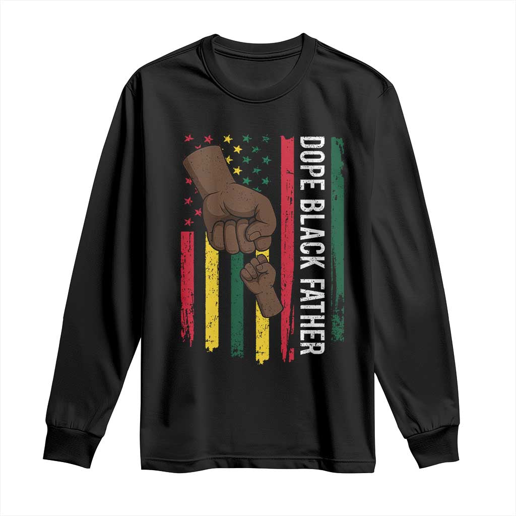 Dope Black Dad Long Sleeve Shirt Vintage American Flag Fist Bump TS11 Black Print Your Wear