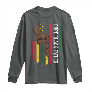Dope Black Dad Long Sleeve Shirt Vintage American Flag Fist Bump TS11 Dark Heather Print Your Wear