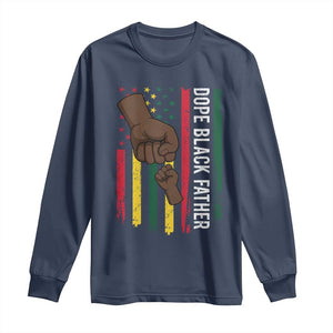 Dope Black Dad Long Sleeve Shirt Vintage American Flag Fist Bump TS11 Navy Print Your Wear