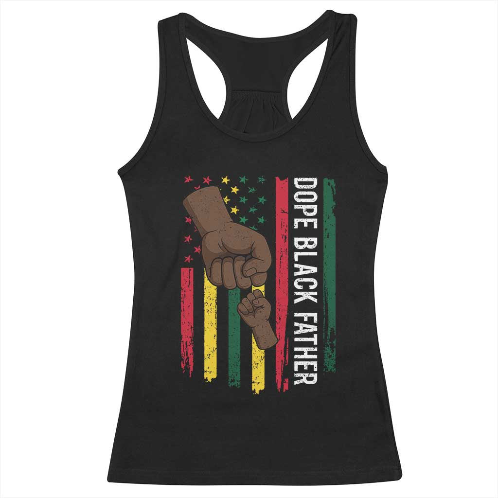 Dope Black Dad Racerback Tank Top Vintage American Flag Fist Bump TS11 Black Print Your Wear
