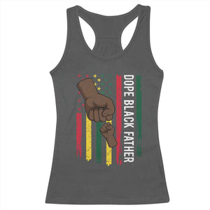 Dope Black Dad Racerback Tank Top Vintage American Flag Fist Bump TS11 Dark Heather Print Your Wear