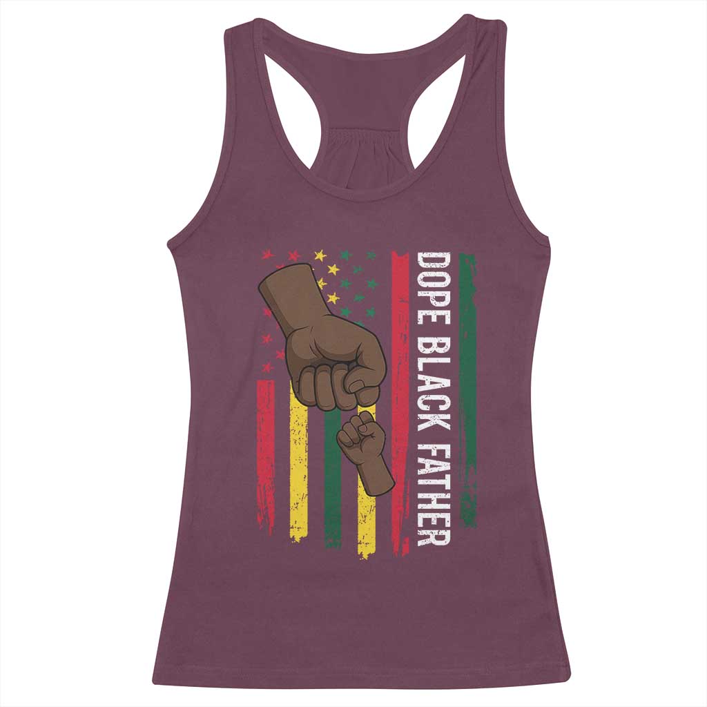 Dope Black Dad Racerback Tank Top Vintage American Flag Fist Bump TS11 Maroon Print Your Wear