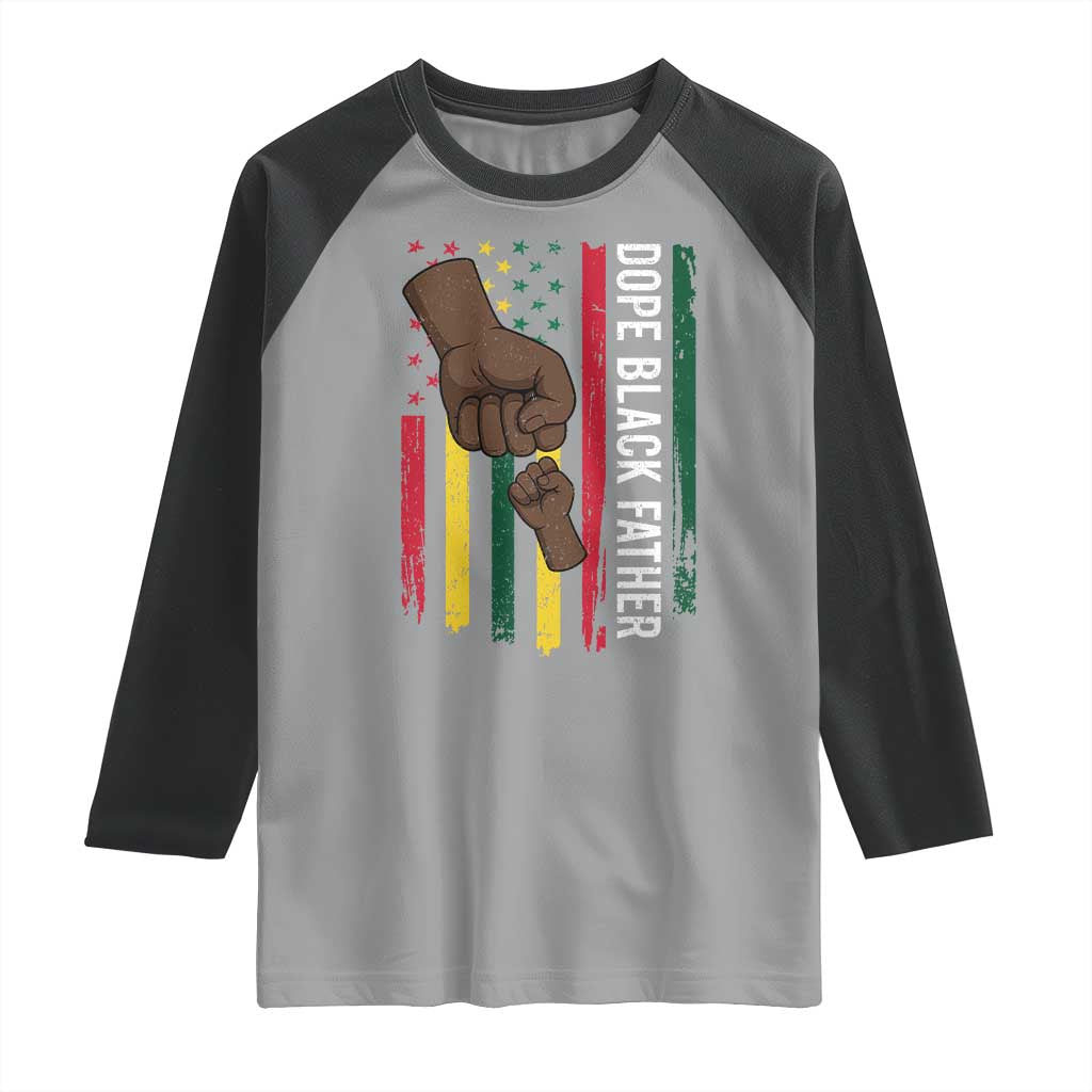 Dope Black Dad Raglan Shirt Vintage American Flag Fist Bump TS11 Sport Gray Black Print Your Wear