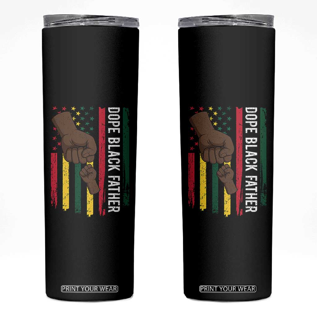 Dope Black Dad Skinny Tumbler Vintage American Flag Fist Bump TS11 Black Print Your Wear