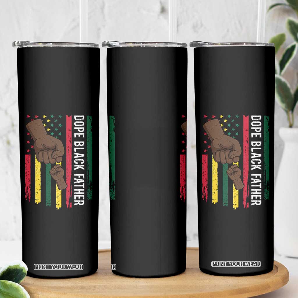 Dope Black Dad Skinny Tumbler Vintage American Flag Fist Bump TS11 Print Your Wear