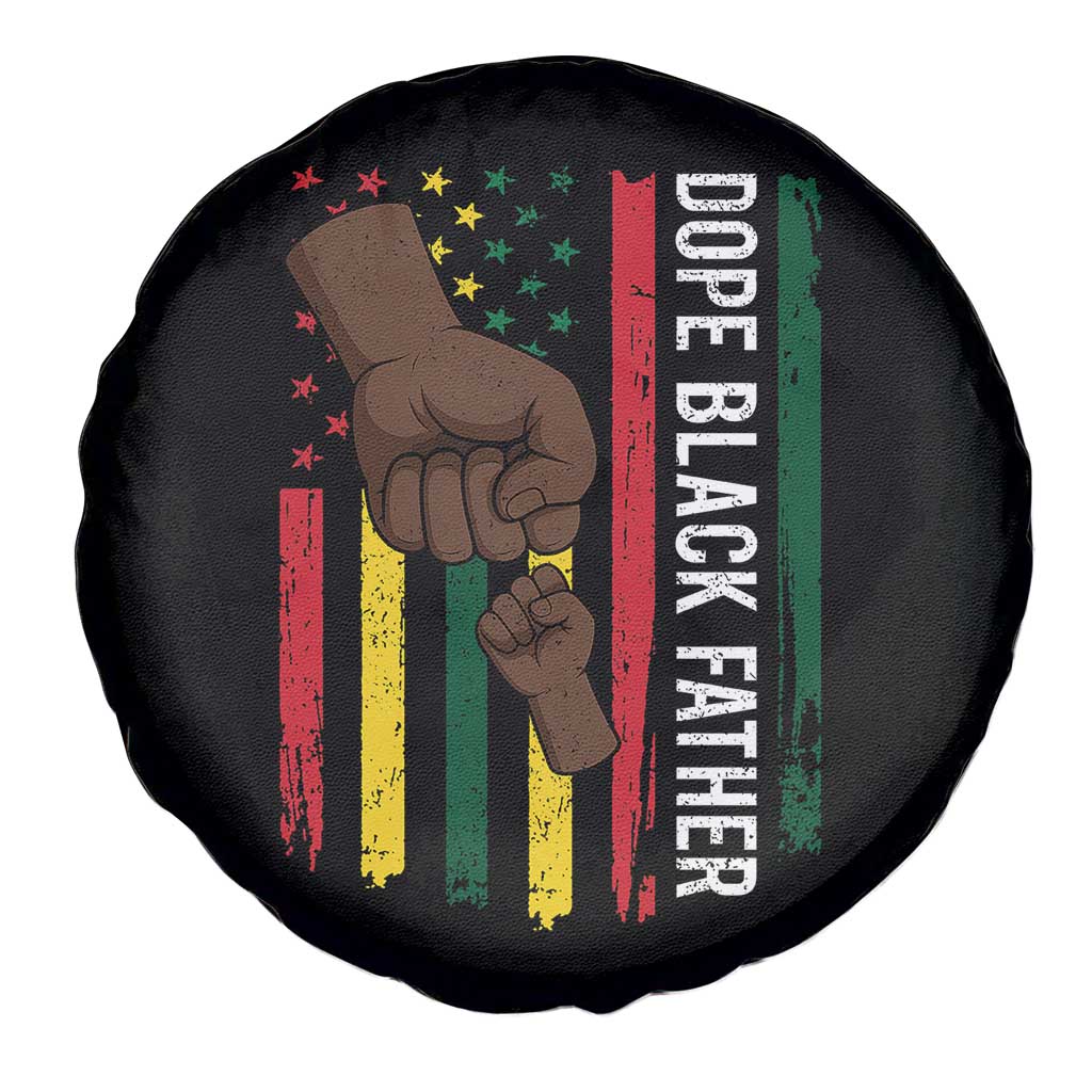 Dope Black Dad Spare Tire Cover Vintage American Flag Fist Bump TS11 Print Your Wear