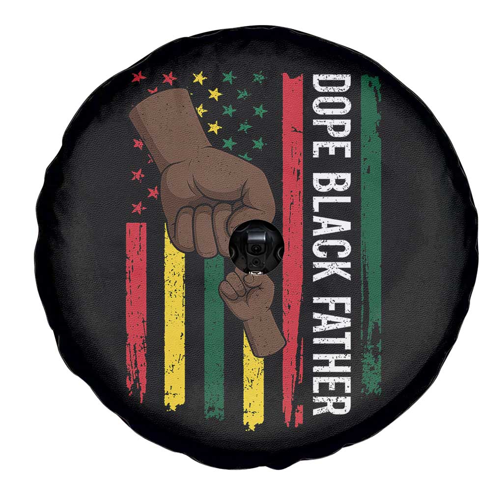 Dope Black Dad Spare Tire Cover Vintage American Flag Fist Bump TS11 Print Your Wear