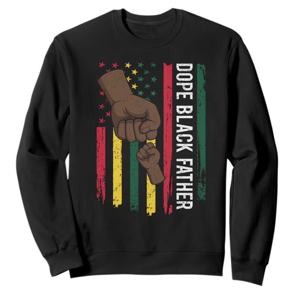 Dope Black Dad Sweatshirt Vintage American Flag Fist Bump TS11 Black Print Your Wear