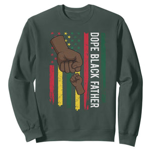 Dope Black Dad Sweatshirt Vintage American Flag Fist Bump TS11 Dark Forest Green Print Your Wear