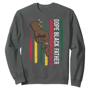 Dope Black Dad Sweatshirt Vintage American Flag Fist Bump TS11 Dark Heather Print Your Wear