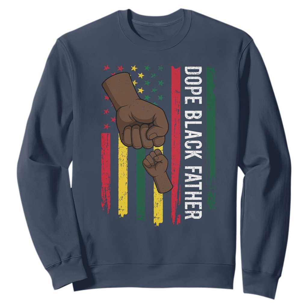 Dope Black Dad Sweatshirt Vintage American Flag Fist Bump TS11 Navy Print Your Wear