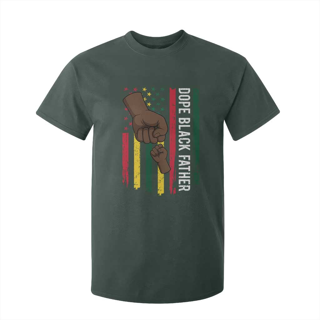 Dope Black Dad T Shirt For Kid Vintage American Flag Fist Bump TS11 Dark Forest Green Print Your Wear