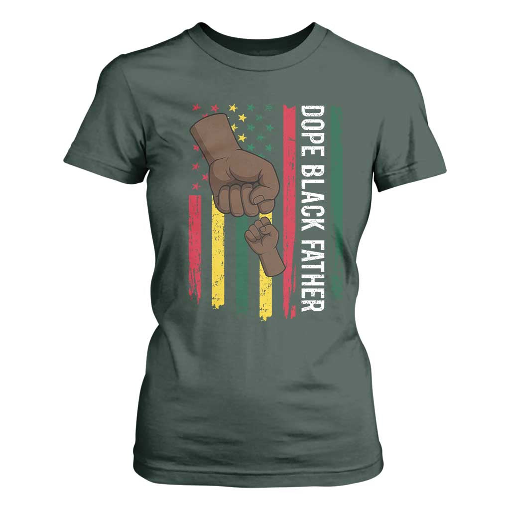 Dope Black Dad T Shirt For Women Vintage American Flag Fist Bump TS11 Dark Forest Green Print Your Wear