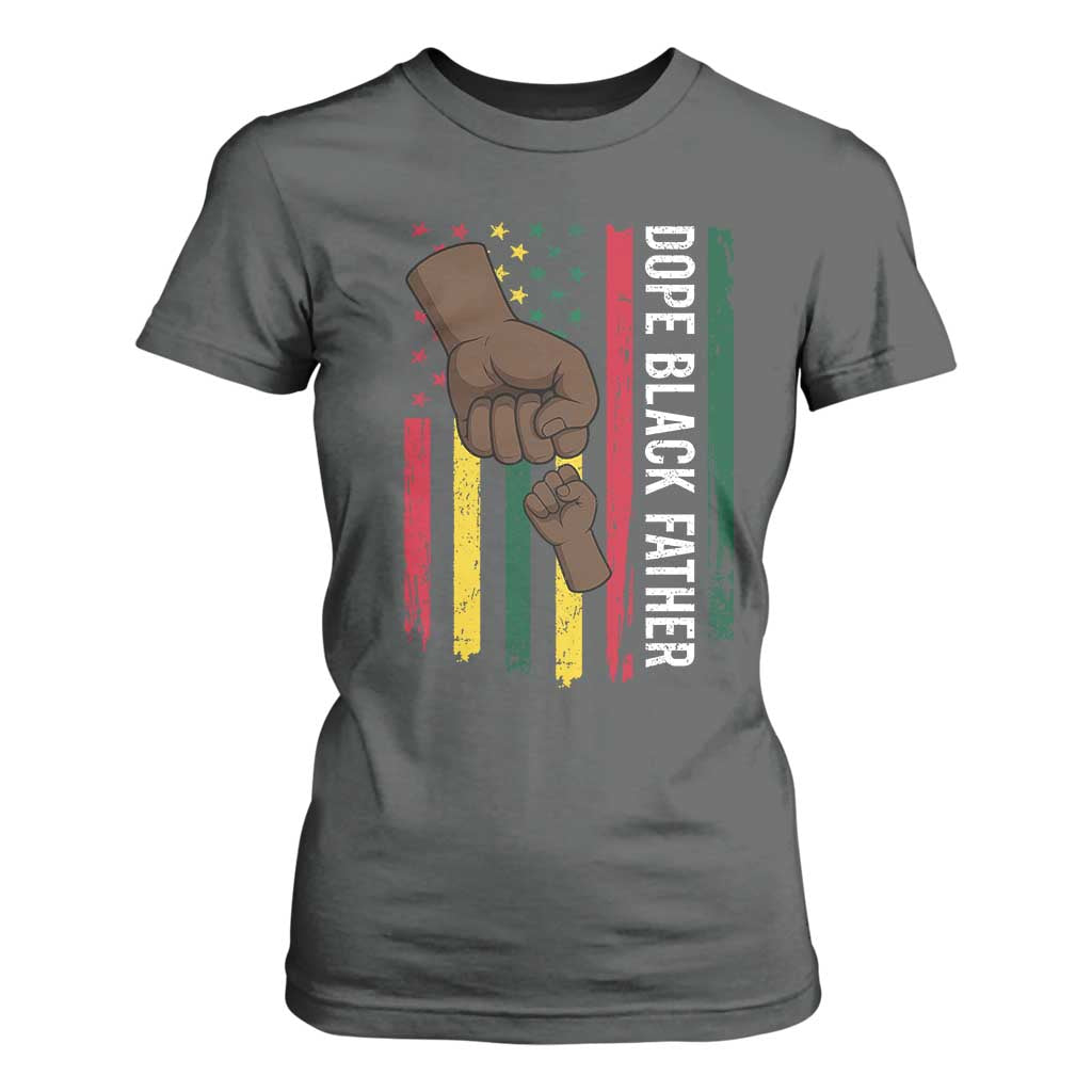 Dope Black Dad T Shirt For Women Vintage American Flag Fist Bump TS11 Dark Heather Print Your Wear
