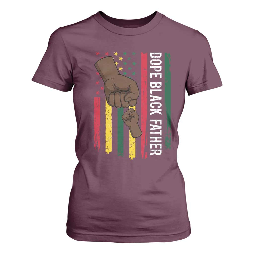 Dope Black Dad T Shirt For Women Vintage American Flag Fist Bump TS11 Maroon Print Your Wear