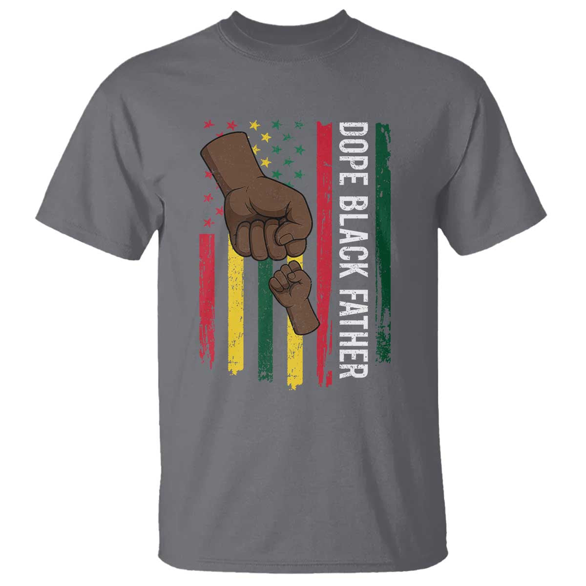 Dope Black Dad T Shirt Vintage American Flag Fist Bump TS11 Charcoal Print Your Wear