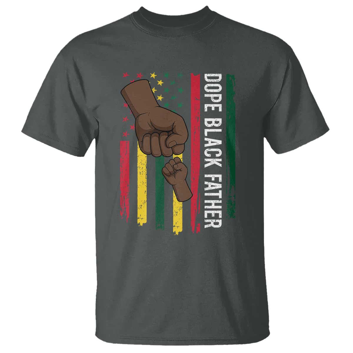 Dope Black Dad T Shirt Vintage American Flag Fist Bump TS11 Dark Heather Print Your Wear