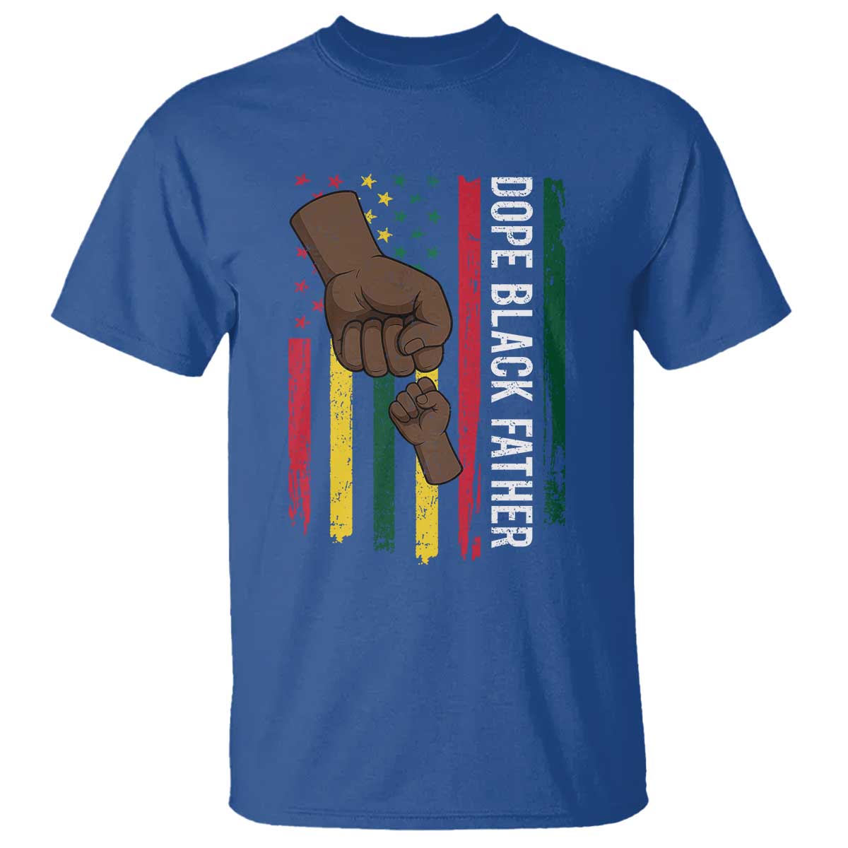 Dope Black Dad T Shirt Vintage American Flag Fist Bump TS11 Royal Blue Print Your Wear