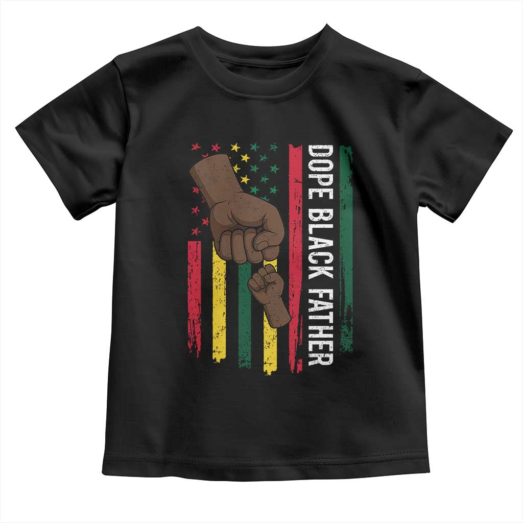 Dope Black Dad Toddler T Shirt Vintage American Flag Fist Bump TS11 Black Print Your Wear