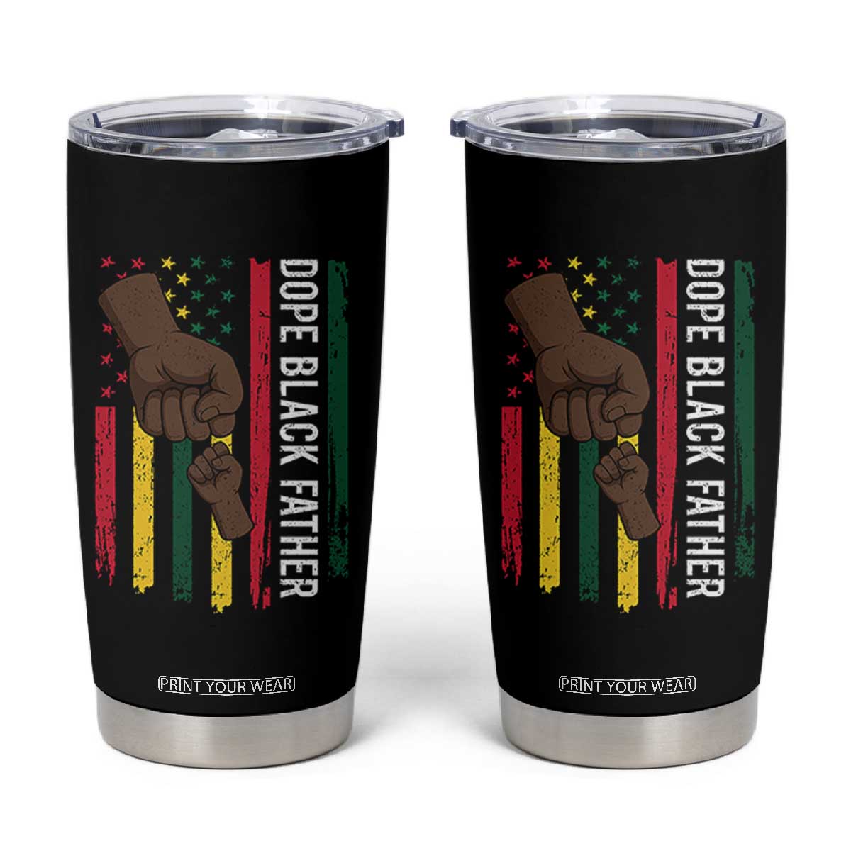 Dope Black Dad Tumbler Cup Vintage American Flag Fist Bump TS11 Black Print Your Wear