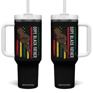 Dope Black Dad Tumbler With Handle Vintage American Flag Fist Bump TS11 One Size: 40 oz Black Print Your Wear
