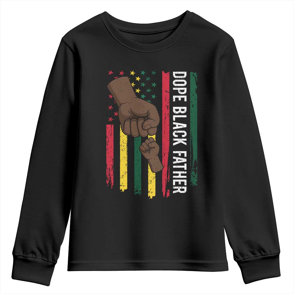 Dope Black Dad Youth Sweatshirt Vintage American Flag Fist Bump TS11 Black Print Your Wear