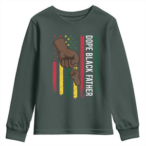 Dope Black Dad Youth Sweatshirt Vintage American Flag Fist Bump TS11 Dark Forest Green Print Your Wear