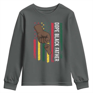 Dope Black Dad Youth Sweatshirt Vintage American Flag Fist Bump TS11 Dark Heather Print Your Wear