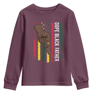 Dope Black Dad Youth Sweatshirt Vintage American Flag Fist Bump TS11 Maroon Print Your Wear