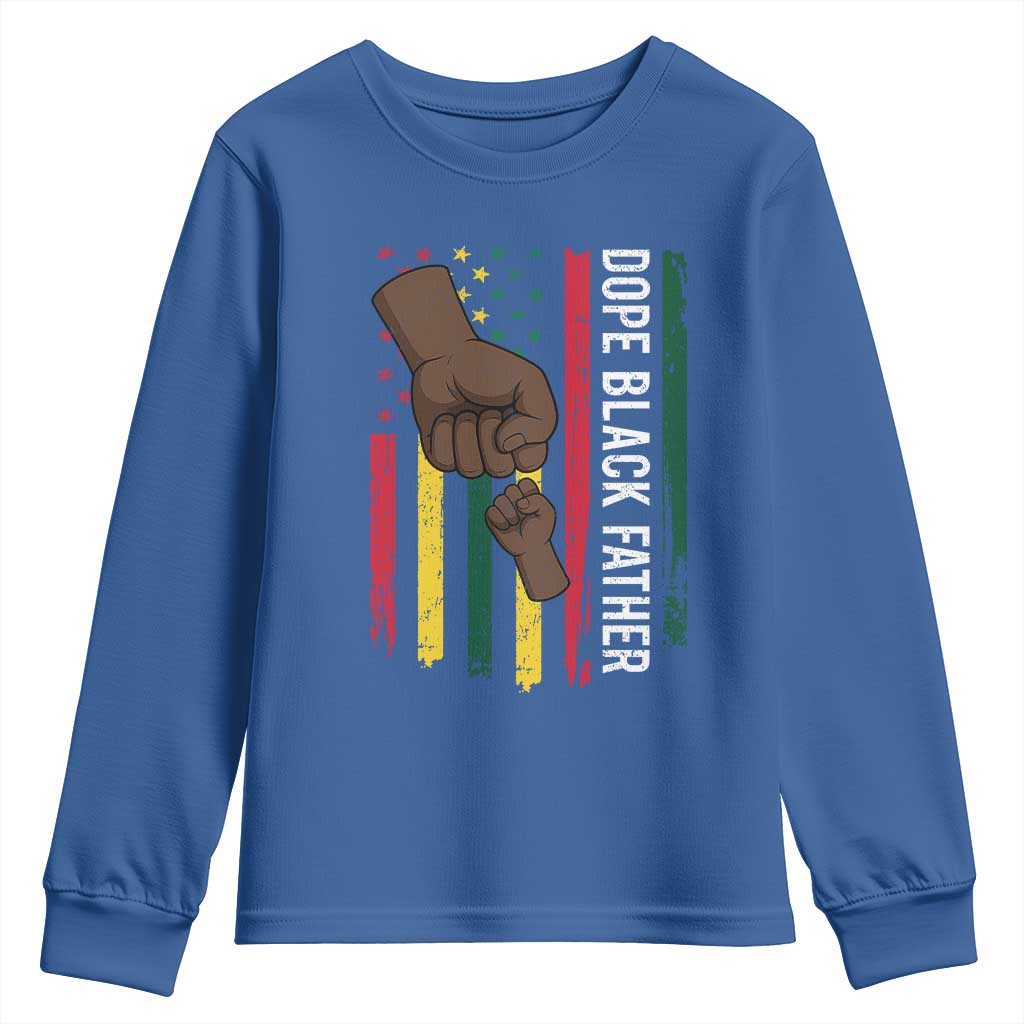 Dope Black Dad Youth Sweatshirt Vintage American Flag Fist Bump TS11 Royal Blue Print Your Wear
