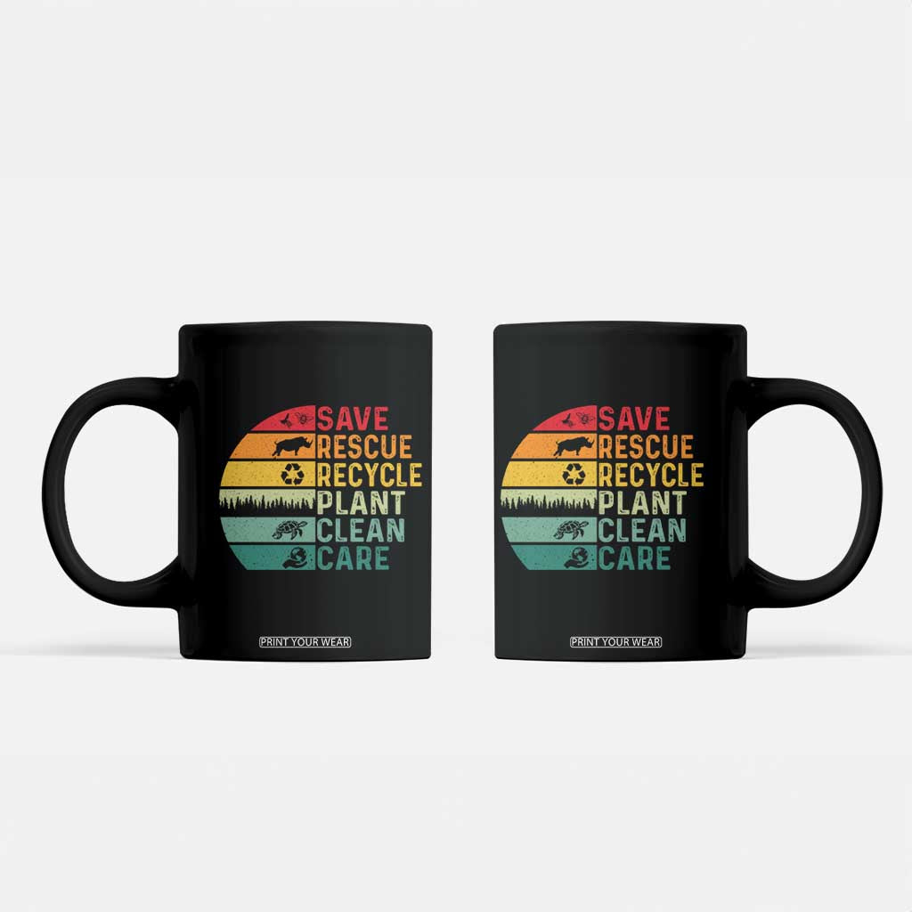 Earth Day Coffee Mug Save Bees Rescue Animals Recycle Plastic TS11 Black Print Your Wear