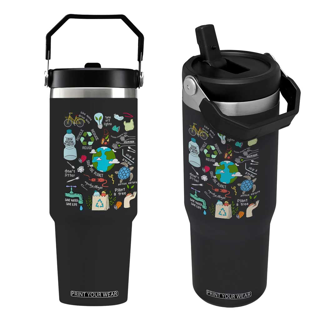 Earth Day Ecological sustainability Environment Protection Flip Straw Tumbler TS11 One Size: 30 oz Black Print Your Wear