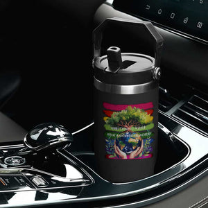 Earth Day Flip Straw Tumbler And I Think To Myself What A Wonderful World Rainbow TS02 Print Your Wear