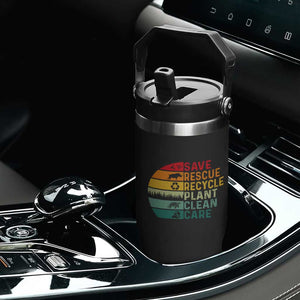 Earth Day Flip Straw Tumbler Save Bees Rescue Animals Recycle Plastic TS11 Print Your Wear